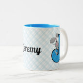 Kid's Blue Jackrabbit Monogram Letter J mit Name Zweifarbige Tasse (VorderseiteRechts)