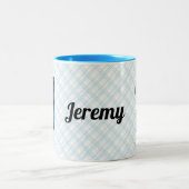 Kid's Blue Jackrabbit Monogram Letter J mit Name Zweifarbige Tasse (Mittel)