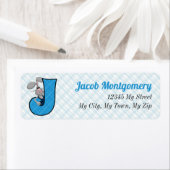 Kid's Blue Kariert Monogram J Address (Insitu)