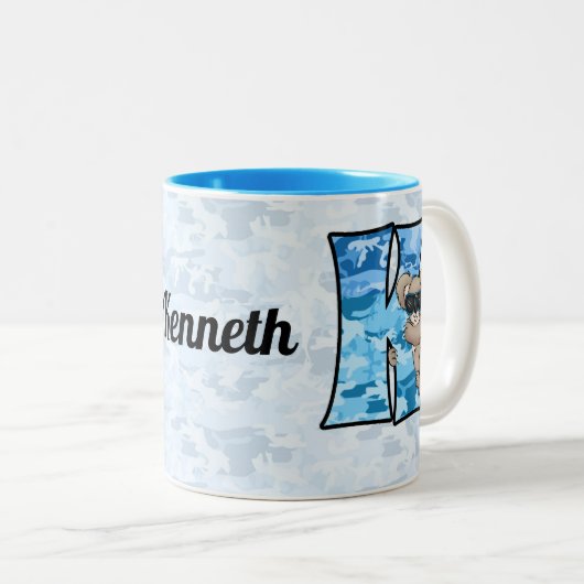 Kid's Blue Koala Monogram Letter K Zweifarbige Tasse (VorderseiteRechts)