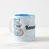 Kid's Blue Koala Monogram Letter K Zweifarbige Tasse (Vorderseite Links)