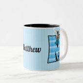 Kid's Blue Moose Monogram Letter M with Name Zweifarbige Tasse (VorderseiteRechts)