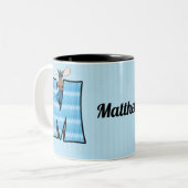 Kid's Blue Moose Monogram Letter M with Name Zweifarbige Tasse (Vorderseite Links)