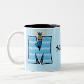 Kid's Blue Moose Monogram Letter M with Name Zweifarbige Tasse (Links)