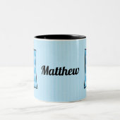 Kid's Blue Moose Monogram Letter M with Name Zweifarbige Tasse (Mittel)