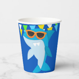 Kids Blue Shark Fintastic Birthday Pappbecher