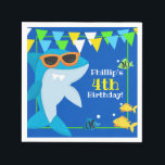 Kids Blue Shark Fintastic Birthday Serviette<br><div class="desc">Feiern Sie Ihren kleinen Hai zum Geburtstag! Dieses hübsche Blau mit Sonnenbrillen ist ein Hit für Ihr Party. Sämtliche Texte können auf der Einladung angepasst werden. Blasen und Fische sorgen für unterhaltsame Details. Ideal für alle Untersee-Party oder Hai-Party. Grafik nach PrettyGrafik.</div>