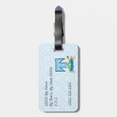 Kids Blue Turtle Monogram T Gepäckanhänger (Rückseite vertikal)