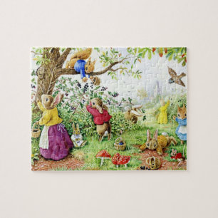 Kids Blueberry Picking Bunny Family Puzzle
