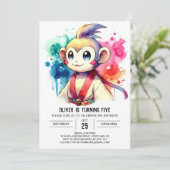 Kids Boho Monkey Birthday Einladung (Stehend Vorderseite)