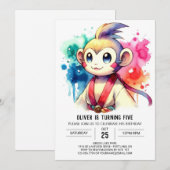 Kids Boho Monkey Birthday Einladung (Vorne/Hinten)