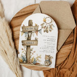 Kids Boho Woodland ThemenGeburtstagsparty Einladung<br><div class="desc">Erleben Sie den Zauber des Waldes mit unseren boho-thematischen Einladungen zum Geburtstag. Diese einzigartigen Einladungen sind perfekt für alle Altersgruppen und bieten eine charmante Aquarellwiedergabe eines Träumers, einen rustikalen Holzschild mit einer feierlichen Hütte und ein reizvolles Waldeichhörnchen. Diese Einladungen sind die perfekte moderne Touch für den besonderen Tag Ihres Kindes....</div>