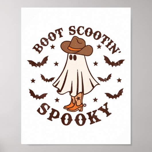 Kids Boot Scootin Spooky Western Halloween Retro F Poster (Vorne)