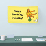 Kids Bowling Alley Birthday Party Banner<br><div class="desc">Dieses personalisierte Banner ist perfekt für Kinder Bowling Galley Geburtstagspartys mit seiner lustigen Abbildung eines Cartoon Dinosaurier Bowling.</div>