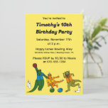 Kids Bowling Alley Birthday Party Einladung<br><div class="desc">Diese lustigen Einladungen mit Cartoon-Dinosauriern-Bowling machen sie perfekt für Bowling-Gallerie-Geburtstagspartys. Sie lassen sich einfach mit allen Party-Details in fett schwarzen Buchstaben anpassen.</div>