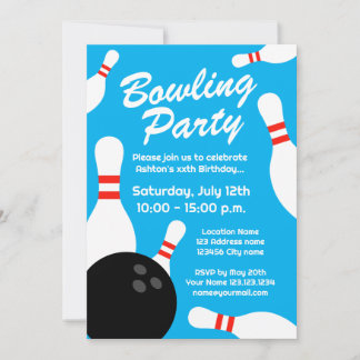 Kid's Bowling Birthday Party-Einladung Vorlage