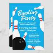 Kid's Bowling Birthday Party-Einladung Vorlage (Vorne/Hinten)