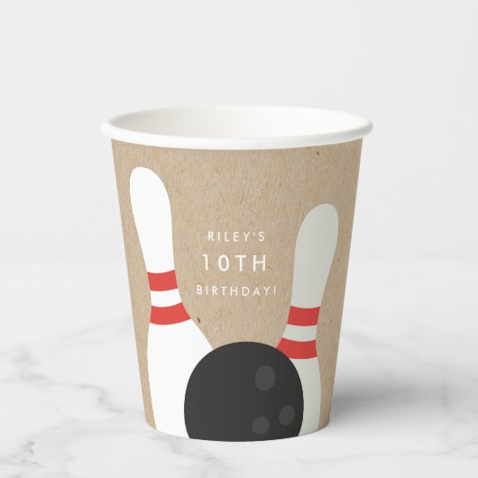 Kids Bowling Birthday Party Pappbecher (Vorderseite)