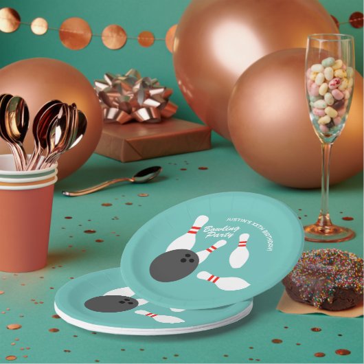 Kid's Bowling Birthday Party Zollpapiere Teller (Multi)