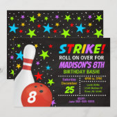 Kids Bowling Strike Geburtstagsfeier Einladung (Vorne/Hinten)