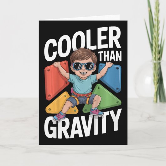 Kids Boy Bouldering Cooler Than Gravity Rock Climb Karte (Vorderseite)