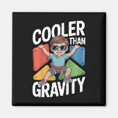 Kids Boy Bouldering Cooler Than Gravity Rock Climb Magnet (Vorne)