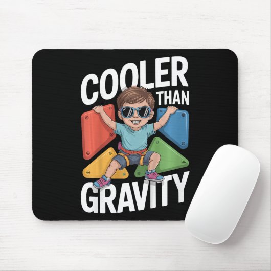 Kids Boy Bouldering Cooler Than Gravity Rock Climb Mousepad (Mit Mouse)