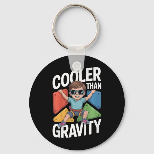 Kids Boy Bouldering Cooler Than Gravity Rock Climb Schlüsselanhänger (Vorderseite)