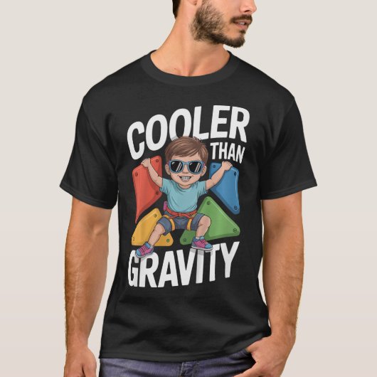 Kids Boy Bouldering Cooler Than Gravity Rock Climb T-Shirt (Vorderseite)