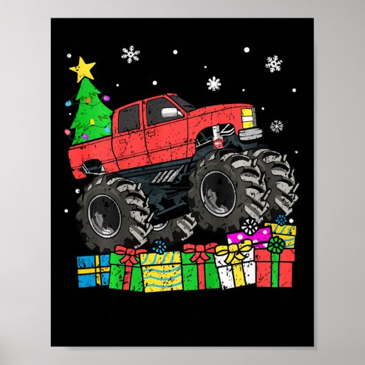 Kids Boys Christmas Monster Truck Kids Merry Chris Poster (Vorne)