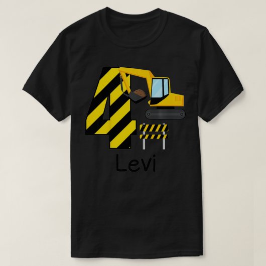 Kids Boys Construction 4th Birthday Levi 4 Years O T-Shirt (Design vorne)