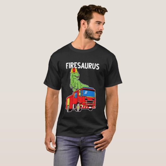 Kids Boys Dino Fire Truck T-Shirt (Vorne ganz)