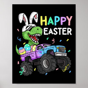 Kids Boys Happy Oaster T-rex Bunny Monster Truck R Poster