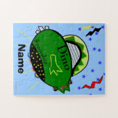 Kids Brown-Mit Augen-Green-Dinosaurier-Galaxy-Raum Puzzle (Horizontal)