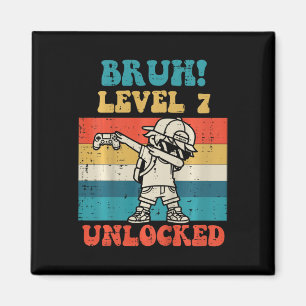 Kids Bruh Level 7 freigeschaltet Gamer Dab Retro 7 Magnet