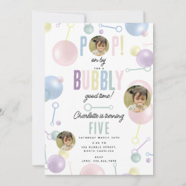 Kids Bubble Party POP auf By Birthday Custom Foto Einladung