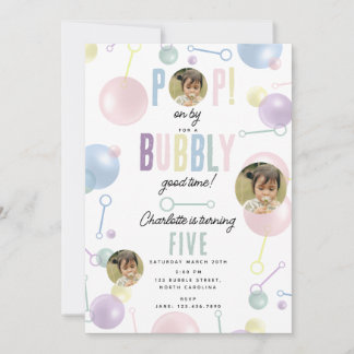 Kids Bubble Party POP auf By Birthday Custom Foto Einladung