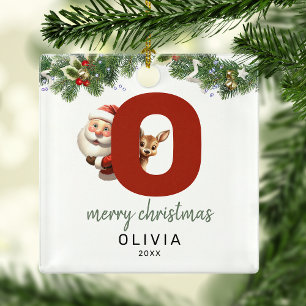 Kids Buchstabe O Monogramm Weihnachtsbaum Ornament Aus Metall