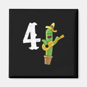 Kids Cactus Lover Mexican 4. Geburtstagsgeschenk C Magnet