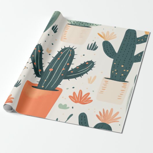 Kids Cactus Wrapping Paper Geschenkpapier (Ungerollt)