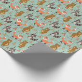 Kids Camping Außenbereich Raccoon Fox Brown Bear Geschenkpapier (Ecke)