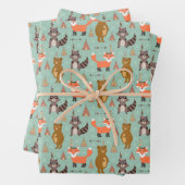 Kids Camping Außenbereich Raccoon Fox Brown Bear Geschenkpapier Set (Beispiel)