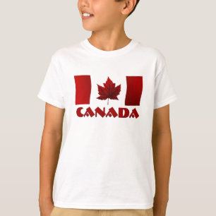Kid's Canada Flag Ringer Maple Leaf Kid's T - Shir T-Shirt