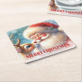 Kids Cartoon Santa Rudolph Xmas Party Coaster Art Rechteckiger Pappuntersetzer (angewinkelt)