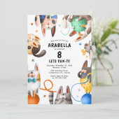 Kids Cat Paw-ty Geburtstagsparty Einladung (Stehend Vorderseite)