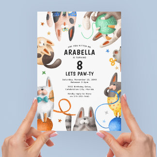 Kids Cat Paw-ty Geburtstagsparty Einladung