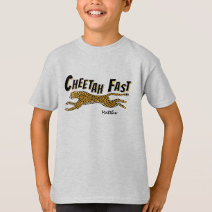 Kids Cheetah Fast Running Sport Trendy Spaß Gesche T-Shirt