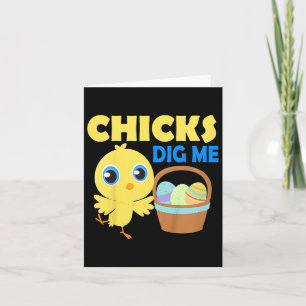 Kids Chicks Dig Me Osterfest Ei Jagd Korb Funny Qu Karte