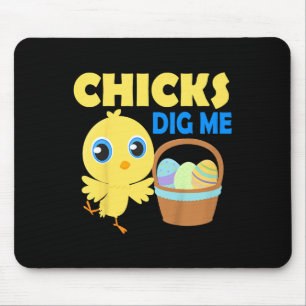 Kids Chicks Dig Me Osterfest Ei Jagd Korb Funny Qu Mousepad