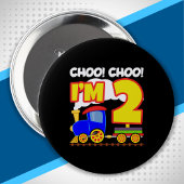 Kids Choo Choo Train 2nd Birthday Choo Choo I'm 2 Button